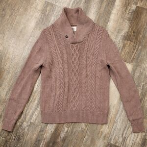 St. John’s Bay Men’s Cable Knit Shawl Collar Grandpa Button Closure Sweater Wint